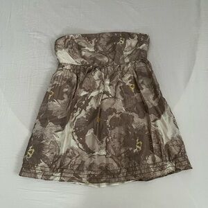 Banana Republic Brown and Cream Peplum Tube Top